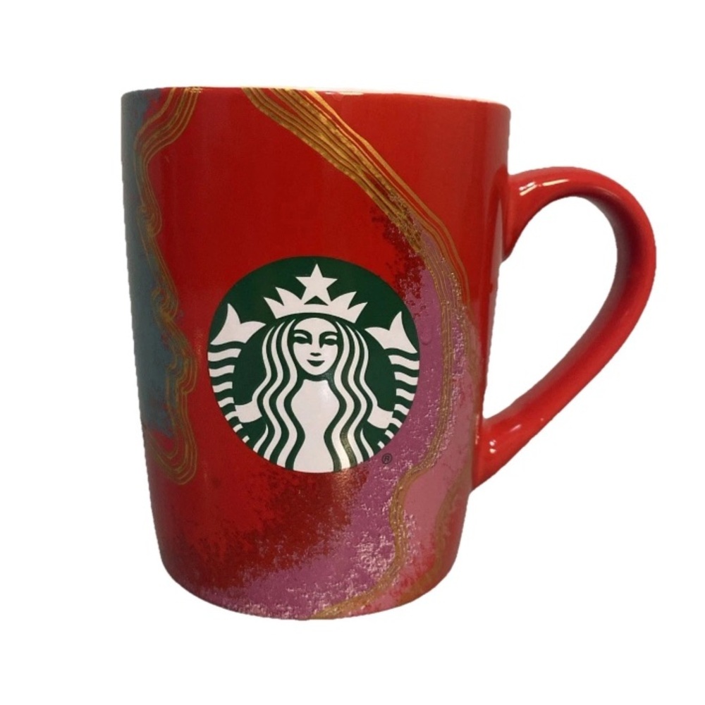 Starbucks 2021 Holiday Coffee Mug Cup Green/Red/Gold 10oz Christmas Collectible